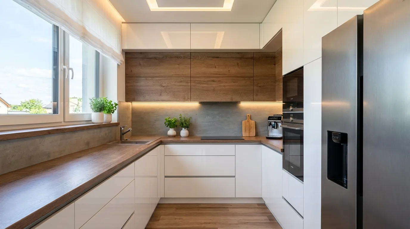 Moderní kuchyně na míru s kováním Blum