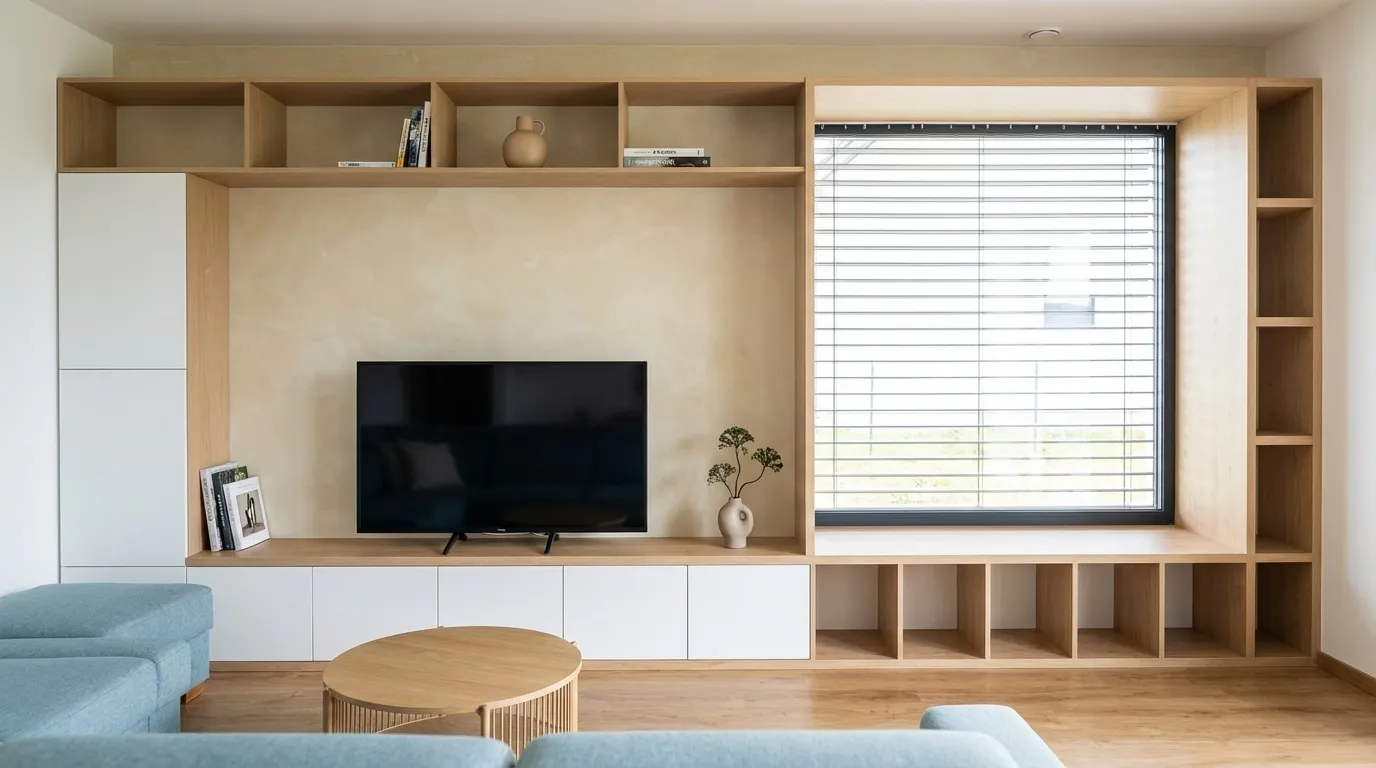 Obývací stěna na míru – zakázkový truhlář Martin Kučera